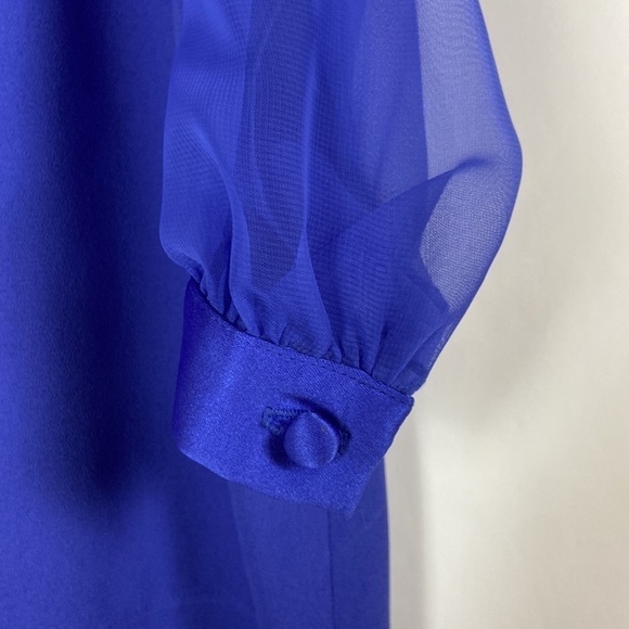 Vintage Ursula of Switzerland Layered Long Sleeve Satin Trim Evening Dress - Picture 6 of 16